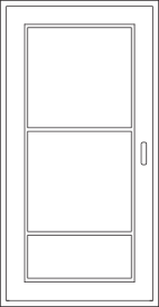 rendering of a single hung picture window on a door